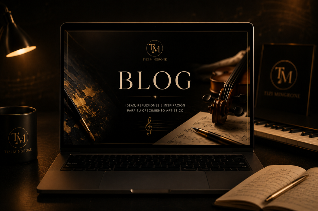 Mockup del blog de Tizi Mingrone en laptop