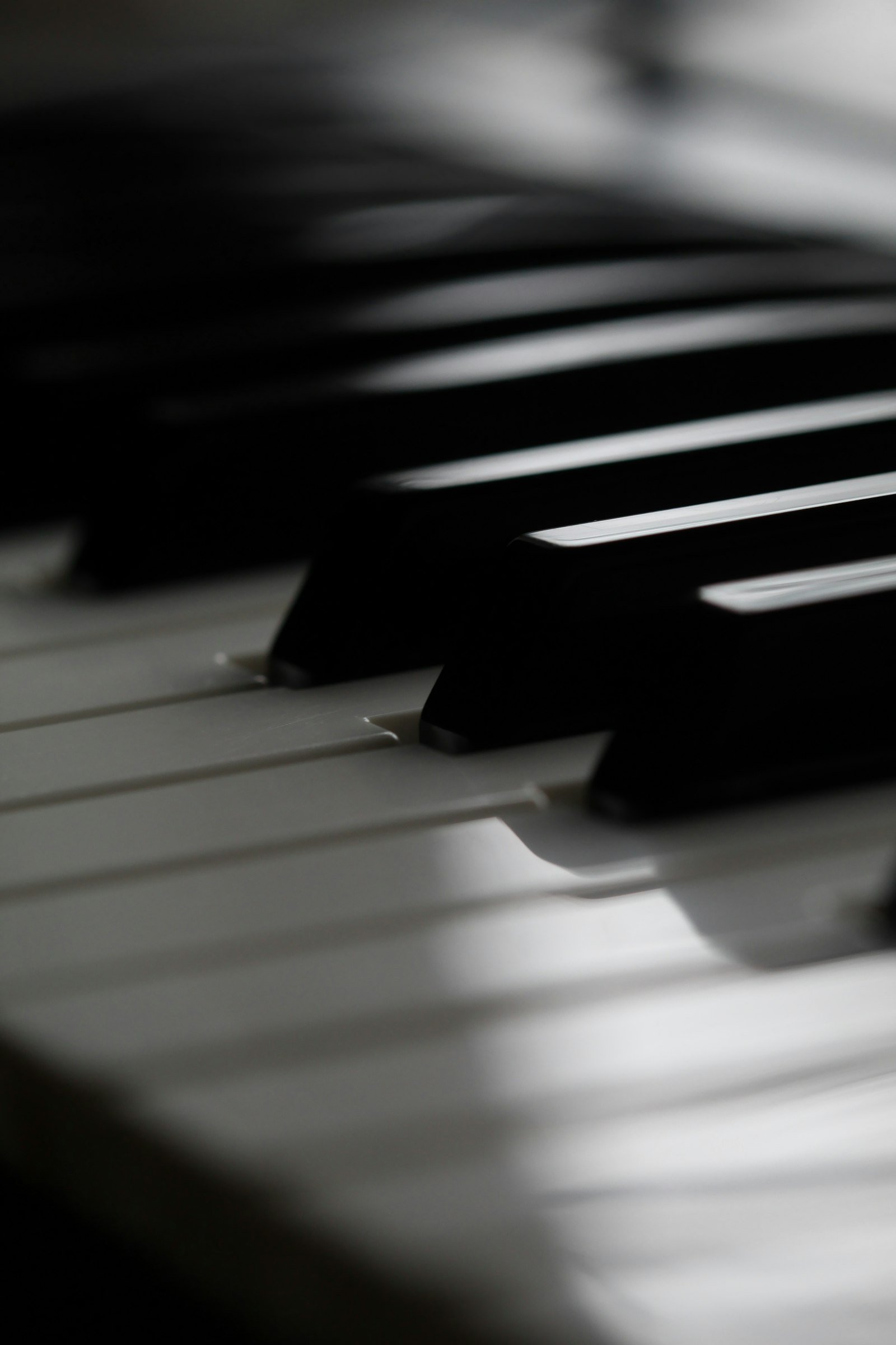 Teclas blancas y negras de un piano en primer plano